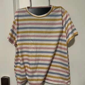 SHEIN Pink and Yellow Striped Top